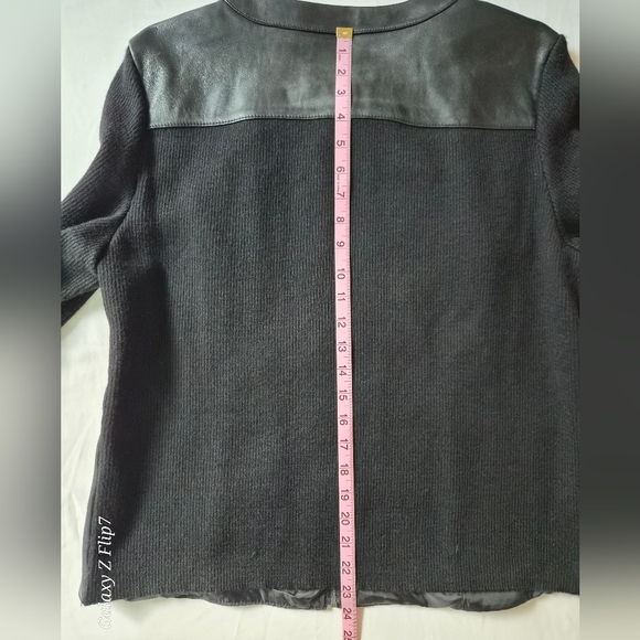 ​Jaclyn Smith Genuine Black Leather & Knit Mixed Media Zip Jacket - XL - Picture 7 of 8